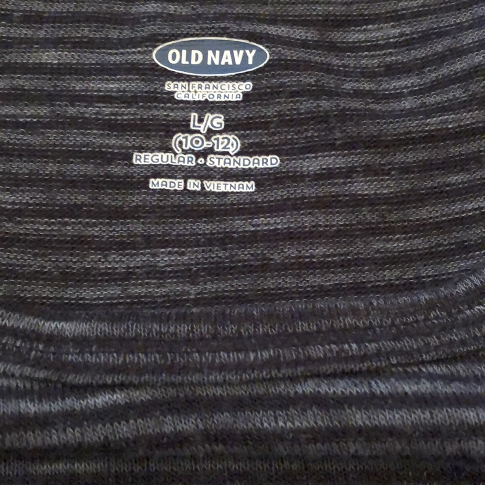 Old Navy Sleeveless Tank Black Gray Stripe Size Large 10 12 High Low Hemline - Picture 6 of 12